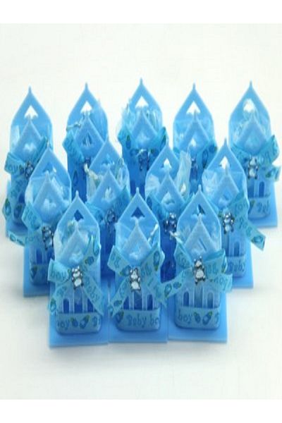 Kazanabil 12 PIECES HOME SHAPE GIFT BABY CANDY BAG BLUE