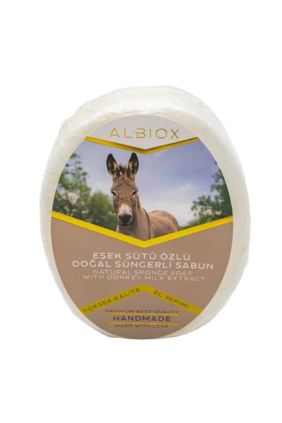 Albiox صابون إسفنجي طبيعي بخلاصة حليب الحمار 130 جرام