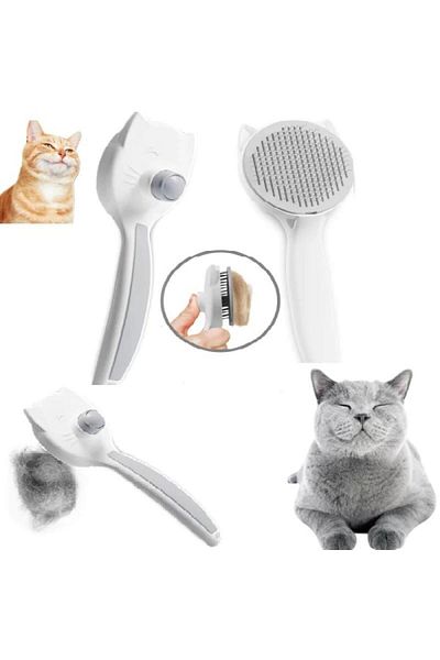 coofbe Automatic Cleaning Cat Dog Comb Bristle Brush Pet Bristle Brush Feather Collection Comb