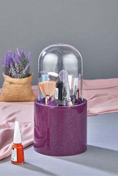 Genel Markalar Simli Makyaj Organizeri - 7 Bölmeli Simli Mor Makyaj Organizeri