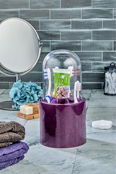 Genel Markalar Simli Makyaj Organizeri - 7 Bölmeli Simli Mor Makyaj Organizeri