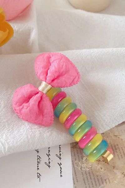Jaida Moda Fetă Copil Spiral Pink Ribbon Colorful Bow Pasta Coada de cal Cataramă