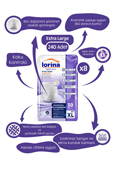 LORİNA Emici Külot Hasta Bezi Xlarge 240 Adet