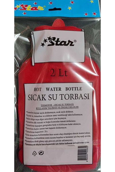 Star Baby Hot Water Bag with Fleece Cover Red 2 Lt