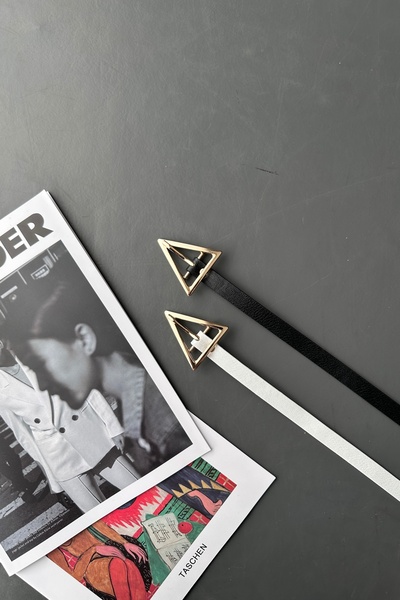 LİA KEMER Pachet de 2 centuri triunghiulare cu cataramă aurie, centură de leg...