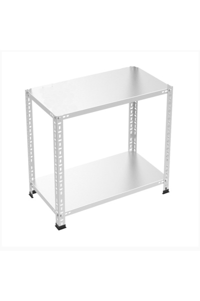 Çelikrafburada 59x75x100 2 Katlı Çelik Galvaniz Arşiv Depo Kiler Rafı DX51 Ka...