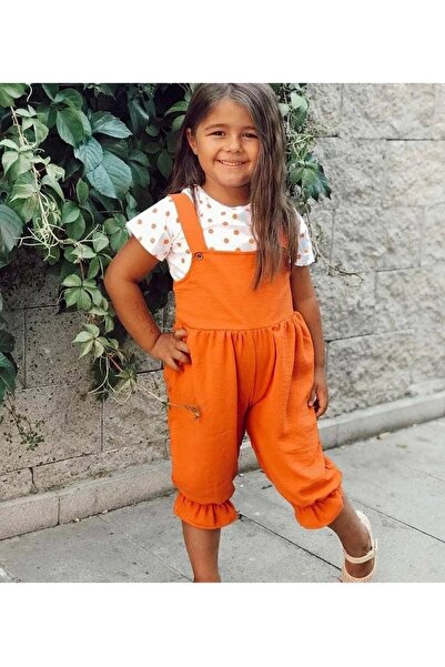 miniklerin dünyası Kız Çocuk Ayrobin Tulum ve T-shirt Takım