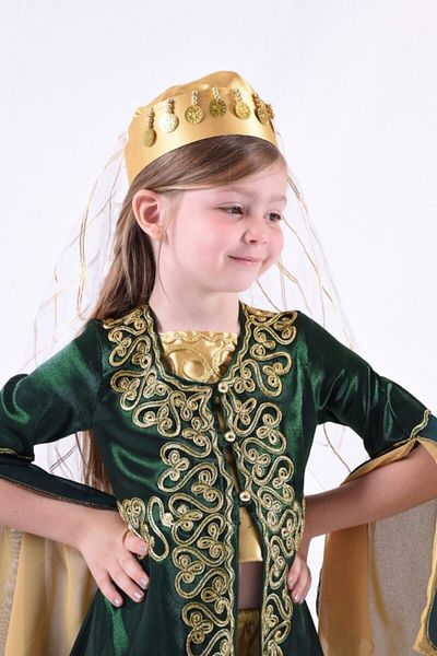 ceocuk Gold Sequin Embroidered Children's Fez with Veil
