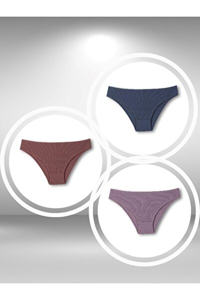 ŞahTan Cotton Corded Texture 3 Pack Women's Slip Panties