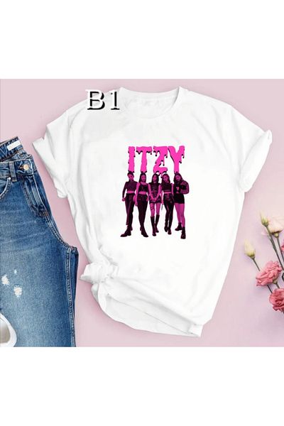 MAGORS Tricou pentru copii unisex cu mânecă scurtă cu imprimeu K-pop ITZY cu gât