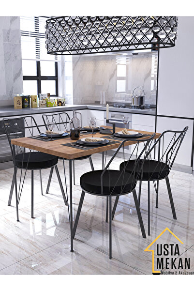 usta mekan 120* 60 Yemek Masa Takımı Mutfak Masası Cafe Masası 4 Adet Yıldız ...