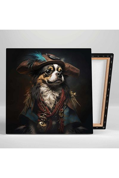 SML TABLO Drăguț Cavalier King Charles Dog Pirat Costum Pictură pătrată pe pânză