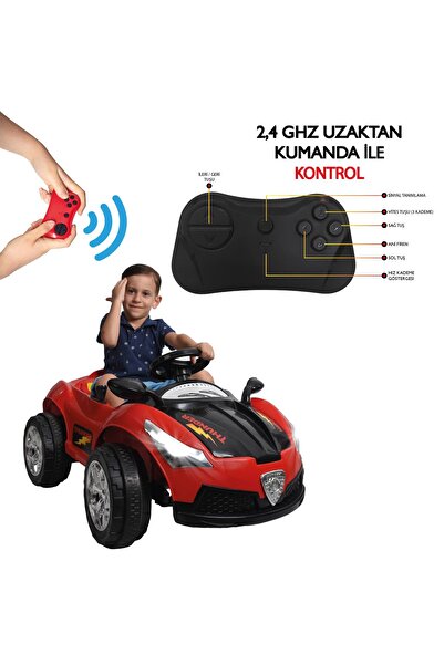 UJ Toys Thunder 12v Akülü Araba Kırmızı- Siyah