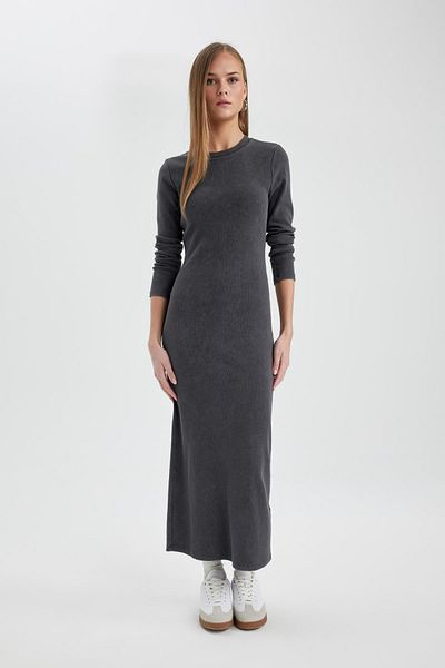 DeFacto Bodycon Crew Rebrovaná košieľka s dlhým rukávom, prané s bledým efektom C1652ax24sp