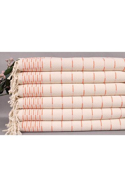 Kayra Export بيشتيمال بيسكير صغير من القطن باللون البرتقالي مقاس 45x90 سم