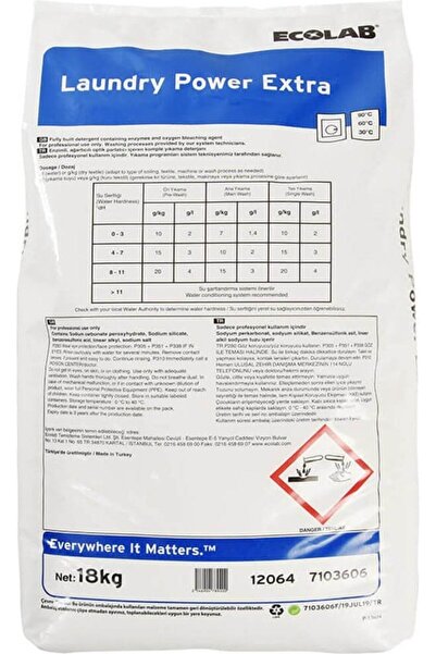 Ecolab Laundry Power Extra Enzim Bazlı Ağartıcılı Optik Parlatıcı İçeren Komple Yıkama Deterjanı