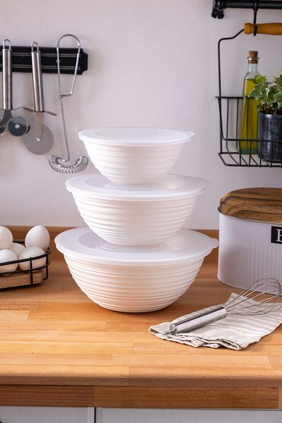 FH finehome Nude 3-Piece Storage Container Set with Lid White