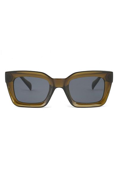 TomyHelf Square Design Light Brown Frame Black Glass Women's Sunglasses