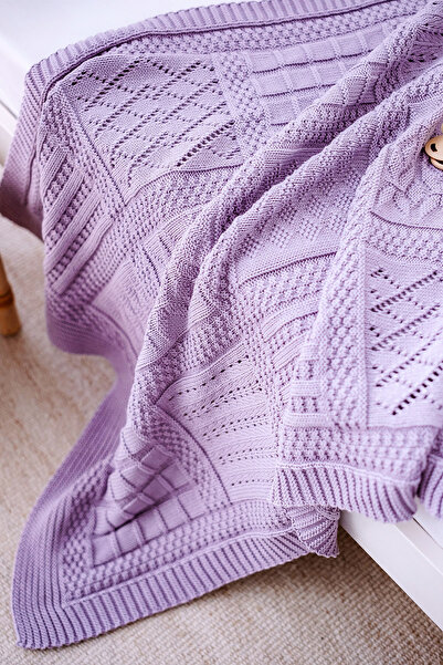 Lilabio 100% Cotton Knitwear Baby Blanket Lilac 80x90 Cm