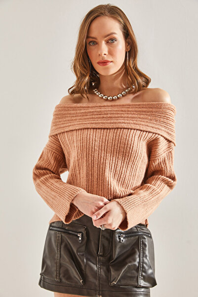 Bianco Lucci Damenpullover mit Rüschenkragen