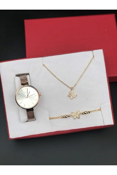 Masalsı Concept 14 February Gift for Lover - Necklace, Bracelet and Watch Set, Special for Friend and Wife