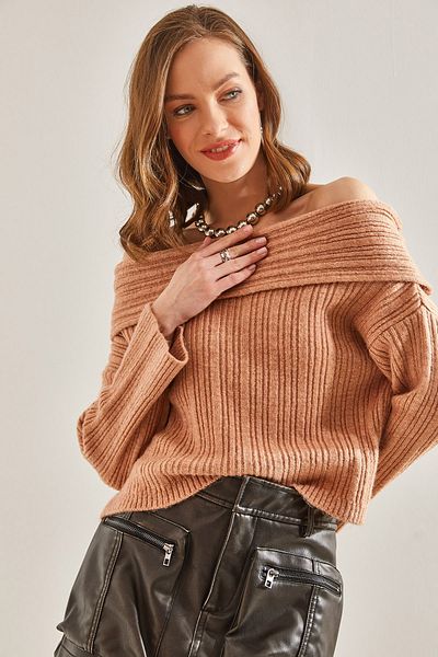 Bianco Lucci Damenpullover mit Rüschenkragen