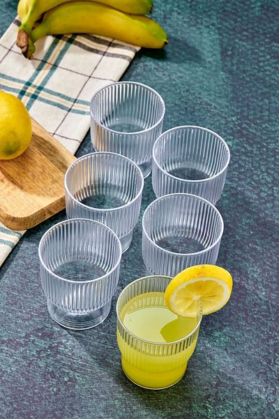 B.A.Y.NUVOLA Tokyo 6 Pieces 300 ml Mica Stylish Design Cup Soft Drink Presentation Water Cup - Not Glass