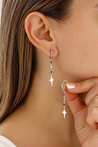 MySilvers Gümüş Kutup Yıldızı Zincir Küpe