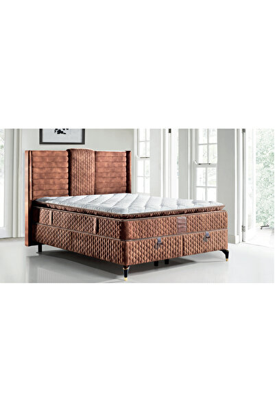 VELED MAREL Platin Set Çift Kişilik Başlık Yatak 200x160 Cm