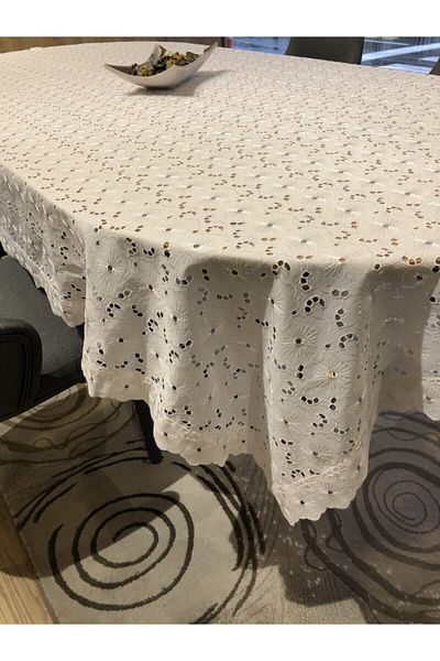 FIRATRİZEBEZİ 150x250 EmbroIdered Carefree EmbroIdery Tablecloth
