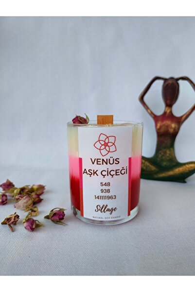 Solman Venüs Aşk Çiçeği Mumu Pembe Kuvars Taşı Aşk Enerji Kokuları Doğal Soya...