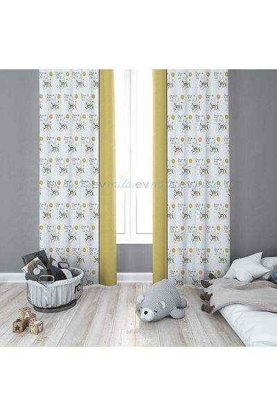 Evmila Children's Room Patterned Background Curtain
