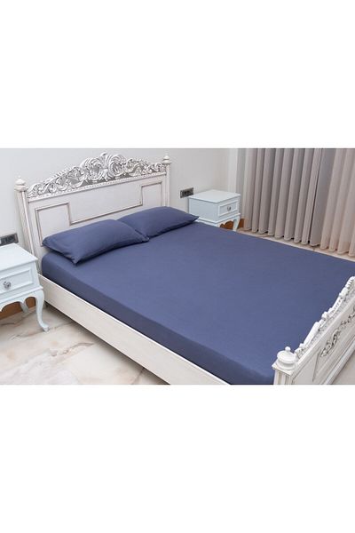 MEYHOME 100% Cotton Combed Elastic Sheet Pillowcase (DARK BLUE)