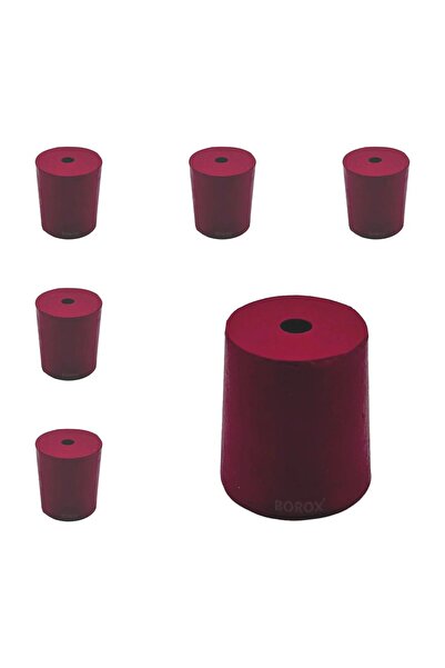 Zürih Ticaret Kauçuk Tıpa Delikli No 10 - 26x30x33mm NS 29/32 - 5 Adetlik Set - Kimyasal ve Isıya Dirençlidir