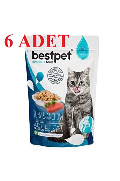 Bestpet ADULT CAT TUNA&ANCHOVY IN JELLY 85 GR. POUCH X 6 ADET