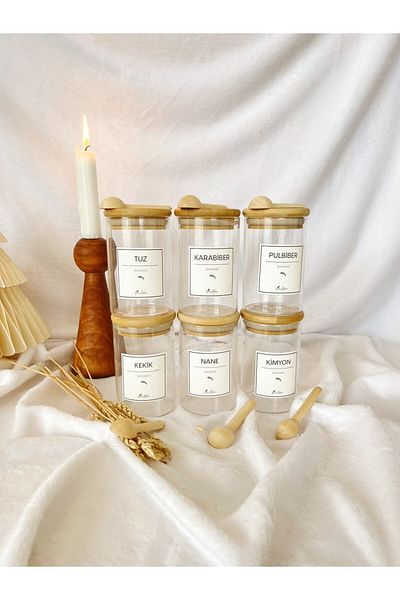 KaiHome Wooden Vacuum Lid Single 300ml Spice Holder 1 Piece Wooden Spoon