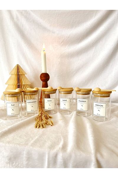 KaiHome Wooden Vacuum Lid Single 300ml Spice Holder 1 Piece Wooden Spoon