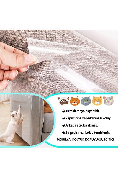 PAWAWAY شريط تدريب القطط ذو وجه واحد لاصق للخدش ورفع الأثاث مقاس 25 × 45 سم8 قطع