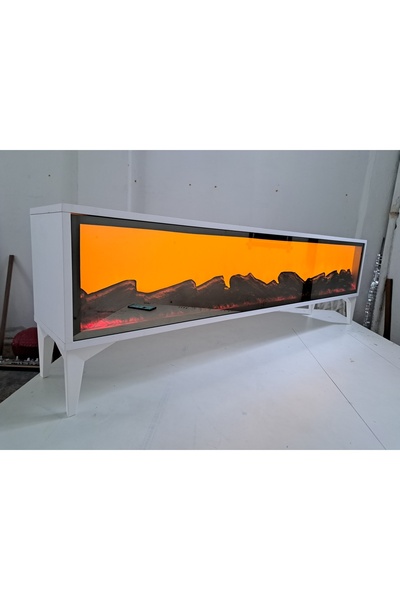 Butik Tv Sehpası Full Şömineli 170cm Bluetootlu Ses Sistemi 3 Farklı Yanma Çeşidi Uzaktan Kumandalı MDF