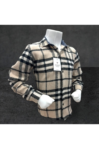 İvven's Uzun Kol Çizgili Desenli Oduncu Kalın Kışlık Çocuk Gömlek