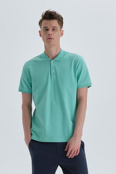 Dagi T-shirt με γιακά από βαμβάκι μέντα