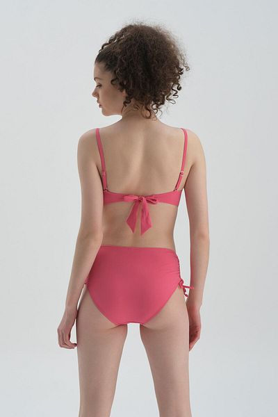 Dagi Fuchsiafarbene, seitlich geraffte Bikinihose