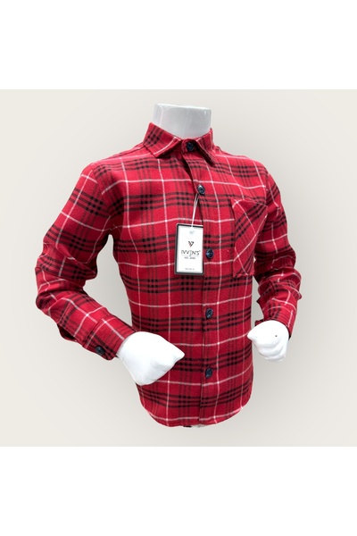 İvven's Çizgili Desenli Cepli Kışlık Çocuk Gömlek