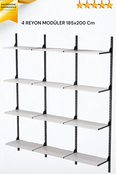 kalitexhome LUX GİYİNME ODASI RAF SİSTEMİ, ASKILIK SİSTEMİ- 4 REYON MODÜLER 1...