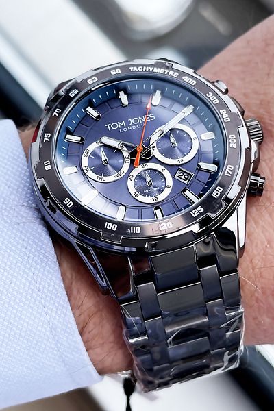 Tom Jones Men's Smoke Color Wrist Watch - 3 ATM Waterproof, Steel Cord and Bracelet TJE2041C5