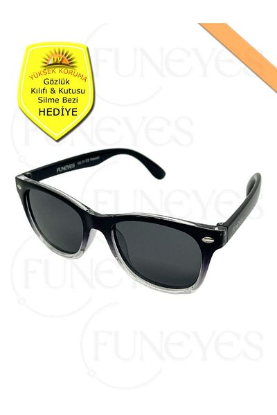 funeyes Black Children's Sunglasses Transparent Gradient 4-8 Years Old Polarized 100% UV Protection Children's Sunglasses