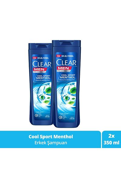 Clear Cool Sport Menthol Shampoo - Effective Against Dandruff, 350 ml x2 Pieces