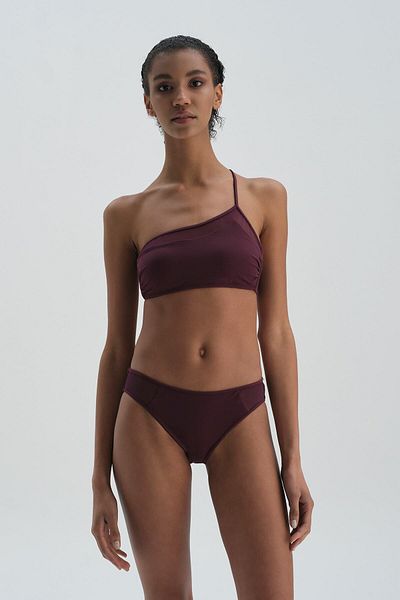 Dagi Weinrotes Bikini-Unterteil mit normaler Taille