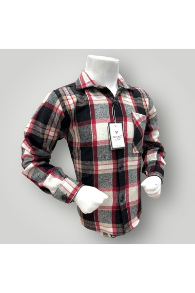 İvven's Uzun Kol Kareli Desenli Cepli Kışlık Çocuk Gömlek