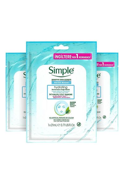 Simple Water Boost Moisturizing Sheet Mask for Dry/Non-Moist Skin 21 Ml X3